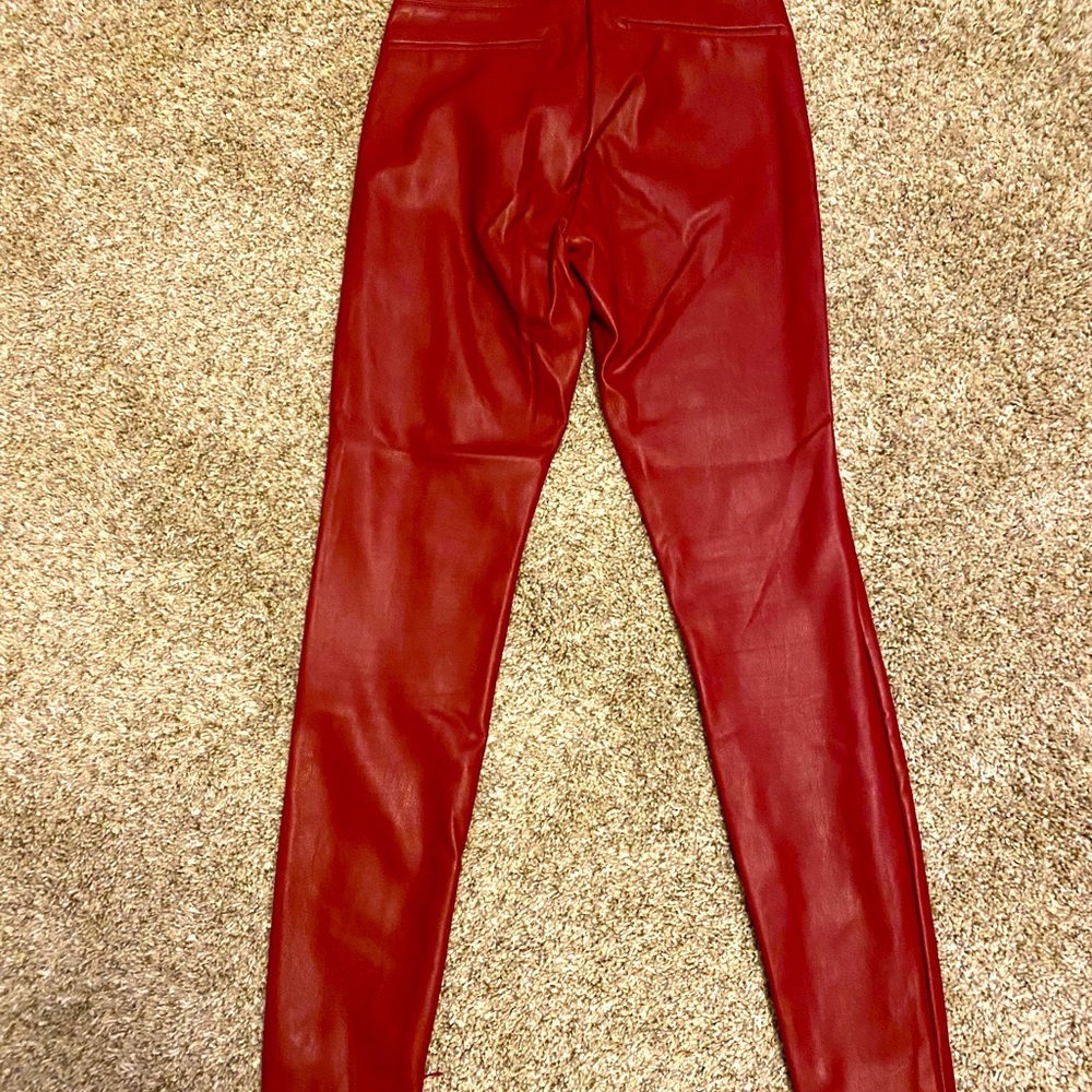 Zara red leather pants